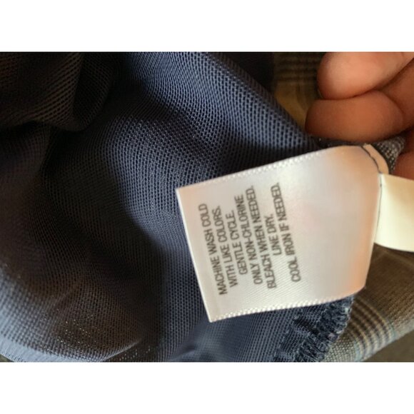 Plaid Womens Wide-Leg Pants By Roz & Ali Size 14 Grey & White Checkered Polyeste - Picture 5 of 11